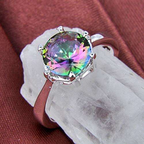 .925 Mystic Topaz Gemstone 2.0ct  6 Claw Ladies Ring**In Stock**Pick Your Size**6/7/8 Avail