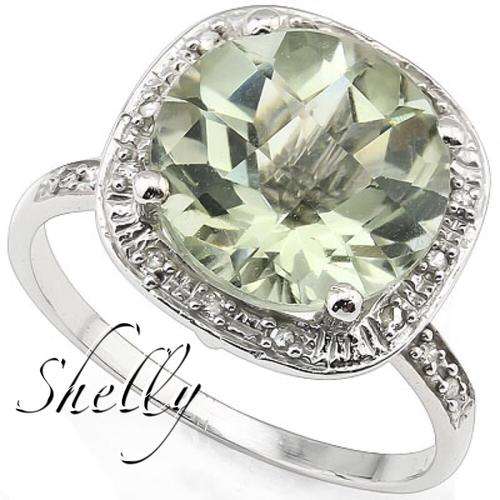 GORGEOUS 3.64 CARAT TW (17 PCS) GENUINE DIAMOND & GREEN AMETHYST 10K SOLID WHITE GOLD **IN STOCK**