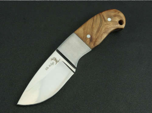 Elk Ridge Fixed Blade Knife + Wood Handle Leather Sheath