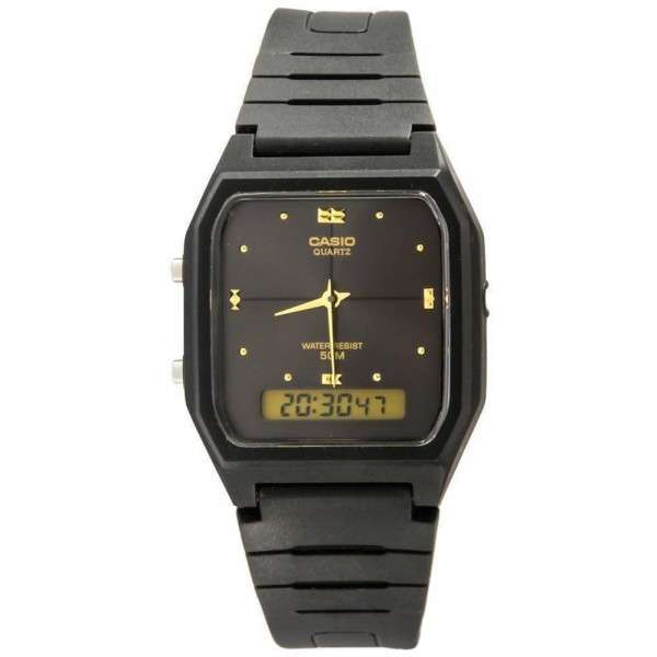 Casio Youth Series Black Dual Time Alalog & Digital Watch AW-48HE-1AVUDF