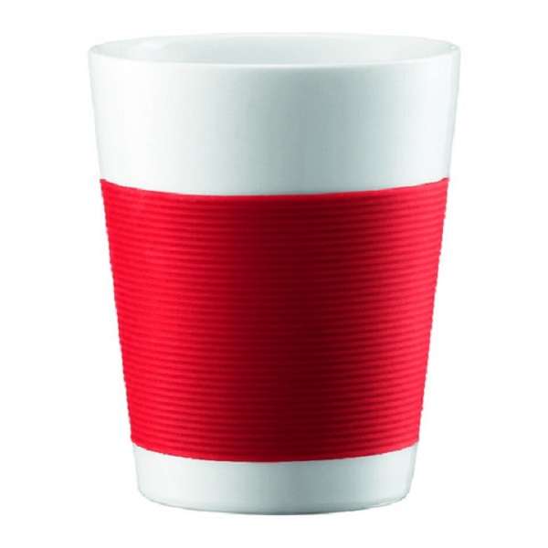 Bodum Canteen Double Wall Porcelain Mug Set 0.4L Glass - Red