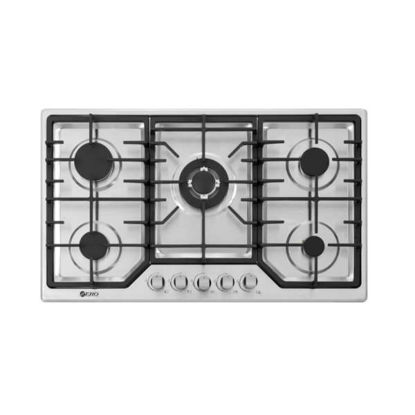 Zero 5 Burner Stainless Steel Top Gas Hob With Battery Ignition and Gas Kit