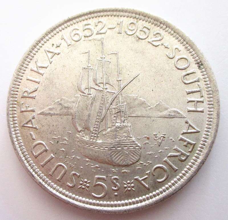 A 1952 SOUTH AFRICAN FIVE SHILLING