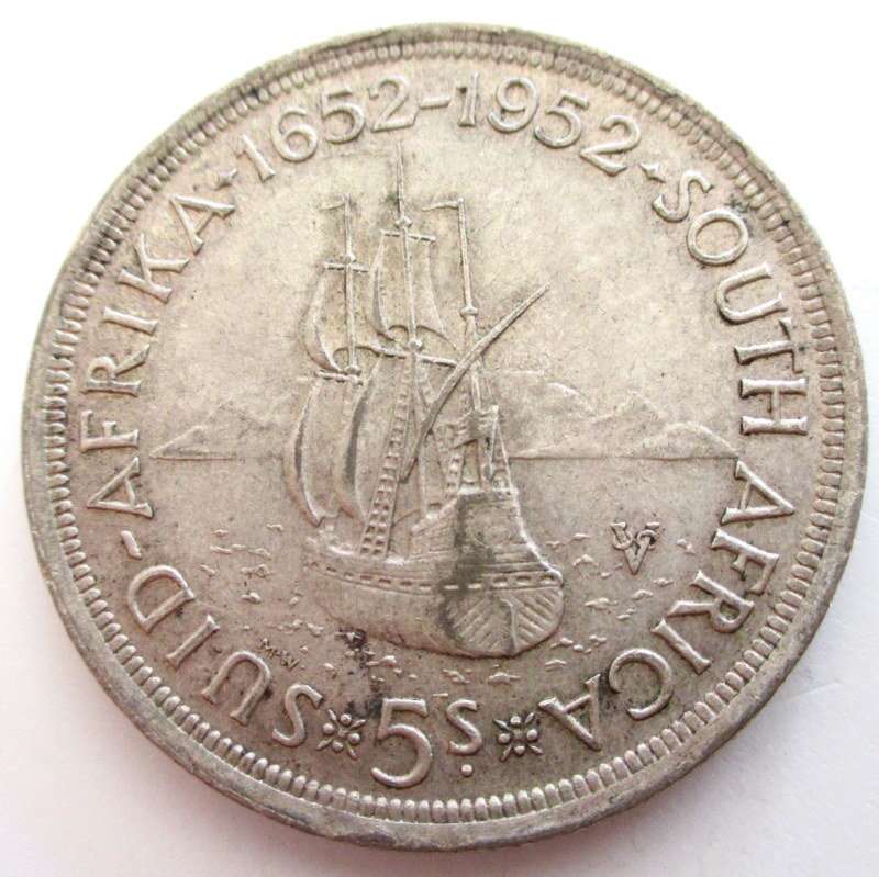 A 1952 SOUTH AFRICAN FIVE SHILLING