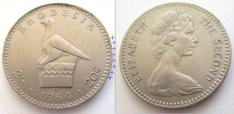 A LOT OF RHODESIAN AND SOUTHERN RHOD COINS INCLUDING A 1954 SOUTHERN RHOD HALF CROWN --ALL FOR 1 bid