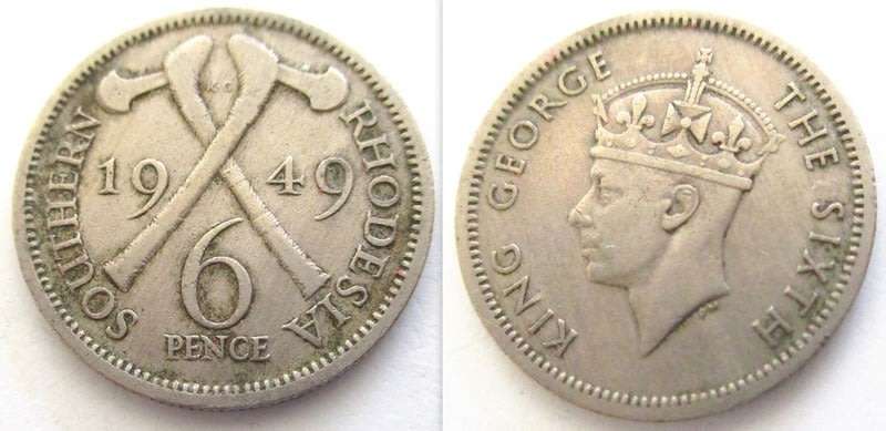 A LOT OF RHODESIAN AND SOUTHERN RHOD COINS INCLUDING A 1954 SOUTHERN RHOD HALF CROWN --ALL FOR 1 bid