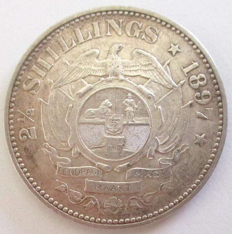 AN 1897 SILVER KRUGER HALF CROWN  (C)