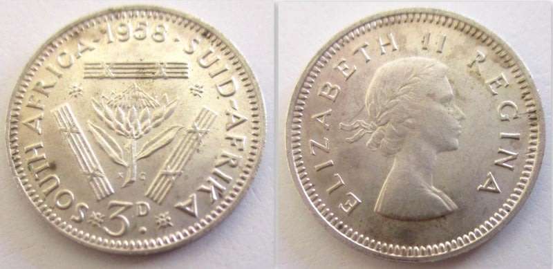 3 VARIOUS SILVER COINS AND SIX SOUTH AFRICAN BANK NOTES