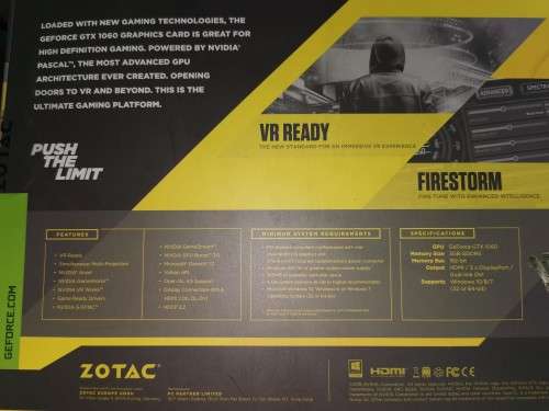 ZOTAC GeForce GTX 1060 Mini 3GB GDDR5 VR Ready