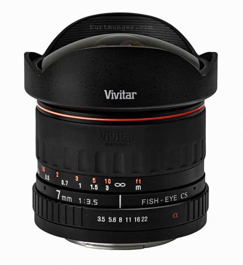 FISH-EYE CS * VIVITAR *  7 MM 1:3.5 * REAR CAP * EXCELLENT CONDITION *CANON  MOUNT **