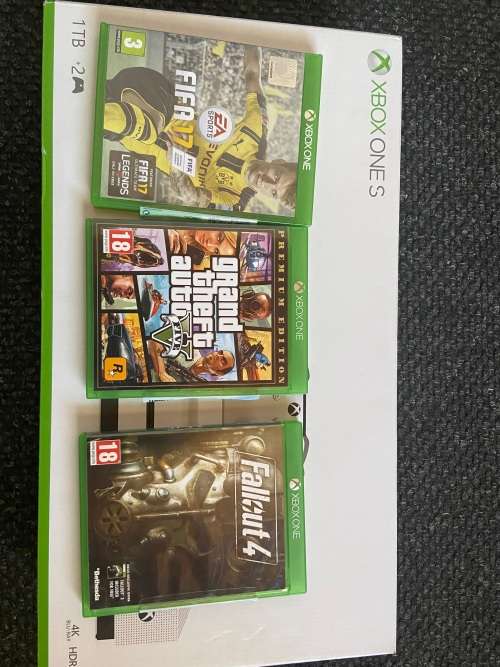 BRAND  NEW IN BOX*XBOX ONE S * 1 TB *4K BLU-RAY*HDMI CABLE*2 CONTROLLERS*3 GAMES