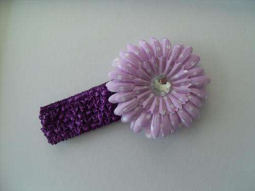 Baby Headband purple polka dot
