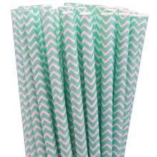 Paper straws 25 - light turq chevron