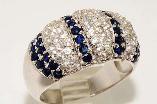 3.27CT NATURAL BLUE & WHITE SAPPHIRE RING BEAUTIFUL