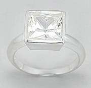 SOLID STERLING SILVER AND CZ RING