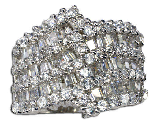 SOLID STERLING SILVER AND CZ RING