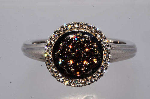 .56CT FLOWER DESIGN NATURAL SMOKY & WHITE TOPAZ RING SIZE 6.5 MAGNIFICENT