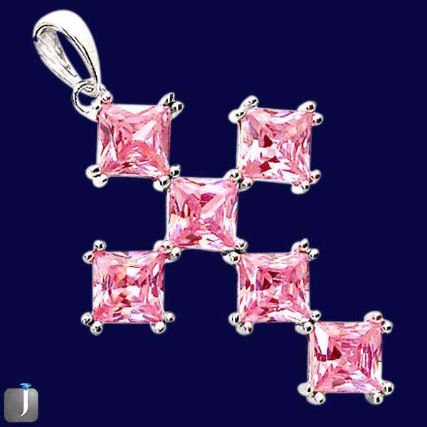 6.95cttw HOLY CROSS PINK KUNZITE 925 STERLING SILVER COCKTAIL PENDANT