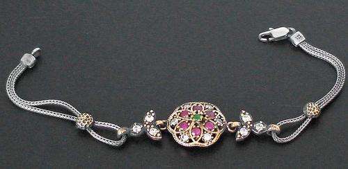 3.46cts TURKISH RED RUBY ROUND 925 SILVER CHRISTMAS BRACELET JEWELRY 7"