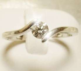 UK HALLMARKED 9CT WHITE GOLD SOLITAIRE .20CT DIAMOND RING SIZE M