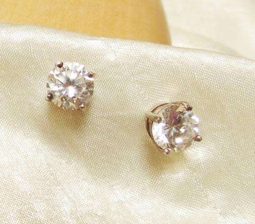 SOLID STERLING SILVER AND CZ EARRINGS