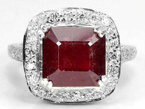 ***REAL STONES!!!*** BLOOD RED RUBY STERLING 925 SILVER RING 6.25