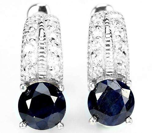 ***IN STOCK!!!***REAL STONES!!!*** NATURAL DEEP BLUE SAPPHIRE STERLING 925 SILVER EARRINGS