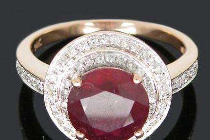 14Kt Rose Gold Diamond Natural Red Ruby Engagment Ring