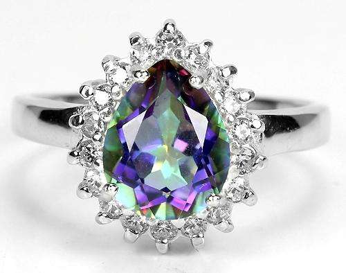 ***REAL STONES!!!*** AAA MULTI COLOR TOPAZ STERLING 925 SILVER RING 8