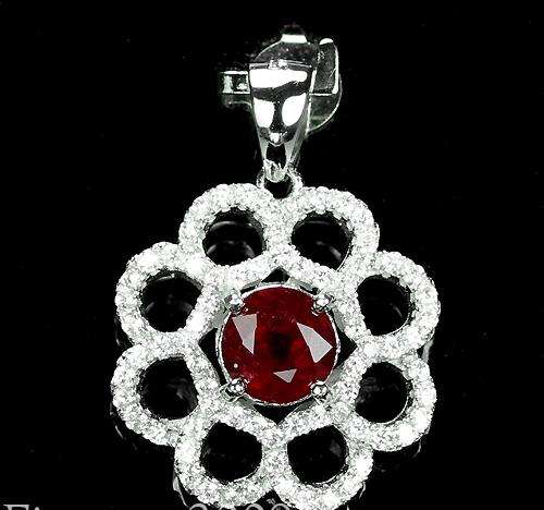 ***IN STOCK!!!***REAL STONES!!!*** AAA BLOOD RED RUBY STERLING 925 SILVER PENDANT