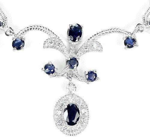 ***IN STOCK!!!***REAL STONES!!!***NATURAL BLUE SAPPHIRE STERLING 925 SILVER NECKLACE LENGHT 18 INCH.