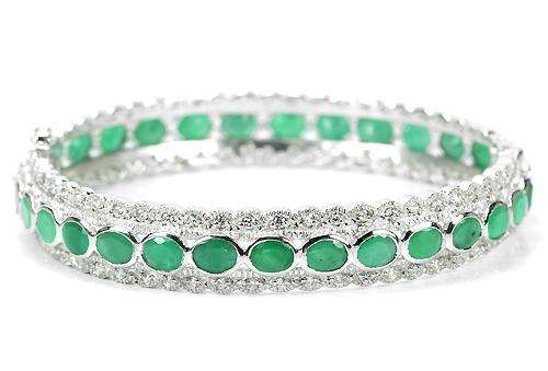 ***IN STOCK!!!***REAL STONES!!!*** 30PCS. NATURAL GREEN EMERALDSTERLING 925 SILVER BANGLE