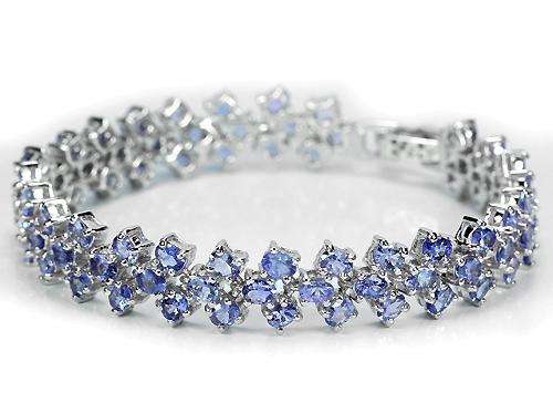 ***REAL STONES!!!*** 78PCS. NATURAL AAA VIOLET BLUE TANZANITE STERLING 925 SILVER BRACELET 7.5 INCH.