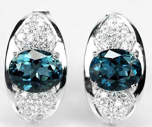 ***REAL STONES!!!*** NATURAL AAA LONDON BLUE TOPAZ STERLING 925 SILVER EARRIN