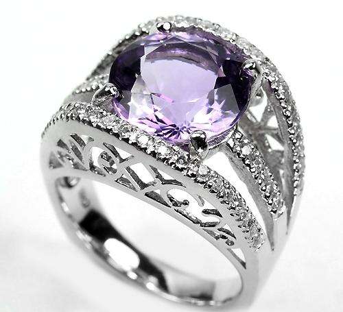 ***REAL STONES!!!*** NATURAL AAA PURPLE AMETHYST STERLING 925 SILVER RING 7