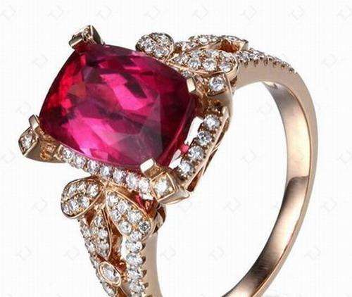 "CERTIFICATE INCLUDED!" Solid 14K Rose Gold 2.29ct Natural Pink Tourmaline Engagement Diamonds Ring