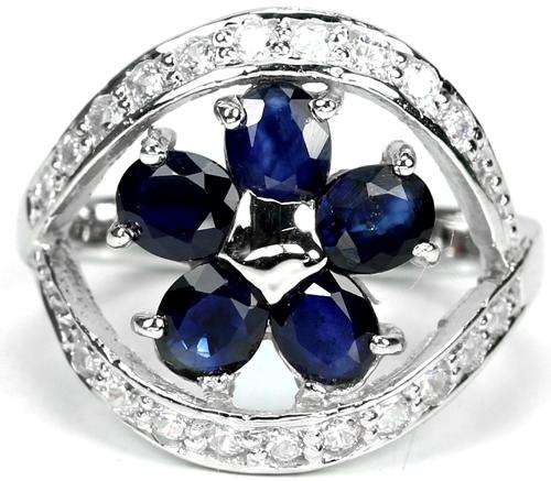 ***IN STOCK!!!***REAL STONES!!!*** NATURAL AAA BLUE SAPPHIRE STERLING 925 SILVER RING 6.75