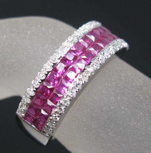 "CERTIFICATE INCLUDED!" SOLID 14K WHITE GOLD Natural Blood Ruby Diamond Engagement Ring