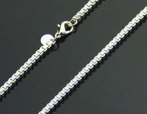Solid silver 925 fashion Box chain necklace 2mm x 50cm