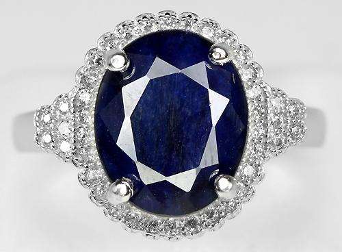 ***REAL STONES!!!*** NATURAL 12 X 10 MM. AAA BLUE SAPPHIRE STERLING 925 SILVER RING 8.25