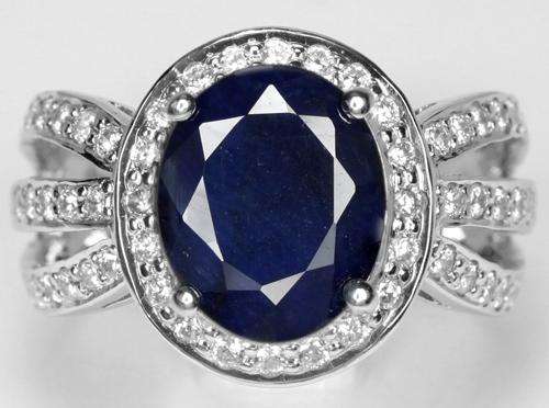 ***REAL STONES!!!*** NATURAL GEM BLUE SAPPHIRE OVAL FACET CUT STERLING 925 SILVER RING 5