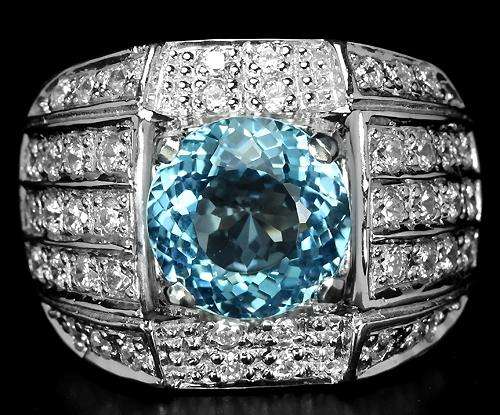 ***REAL STONES!!!*** NATURAL SKY BLUE TOPAZ STERLING 925 SILVER RING 8.25