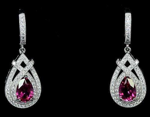 ***IN STOCK***REAL STONES!!!*** GENUINE AAA PINK TOPAZ STERLING 925 SILVER EARRING