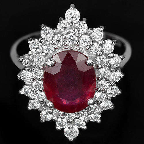 ***IN STOCK!!!***REAL STONES!!!***  NATURAL AAA BLOOD RED RUBY STERLING 925 SILVER RING 7