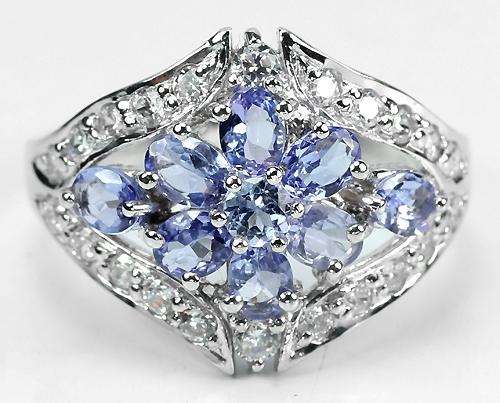 ***IN STOCK!!!***REAL STONES!!!***  NATURAL AAA VIOLET BLUE TANZANITE 925 SILVER RING 8.75