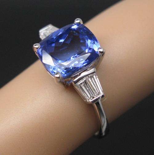 "CERTIFICATE INCLUDED!!!" SOLID 18K WHITE GOLD STUNNING BLUE TANZANITE ENGAGEMENT DIAMOND WEDDING RI