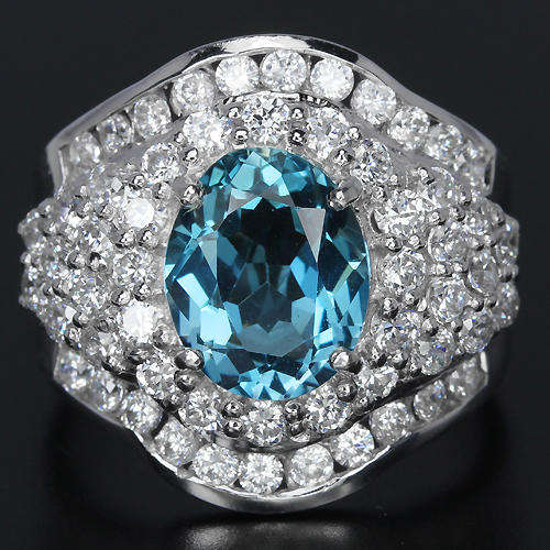 ***IN STOCK!!!***REAL STONES!!!*** NATURAL 10X8 MM. AAA LONDON BLUE TOPAZ STERLING 925 SILVER RING 6