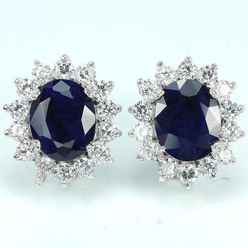 ***IN STOCK!!***REAL STONES!!!*** NATURAL 10X8 MM.BLUE SAPPHIRE STERLING 925 SILVER EARRIN