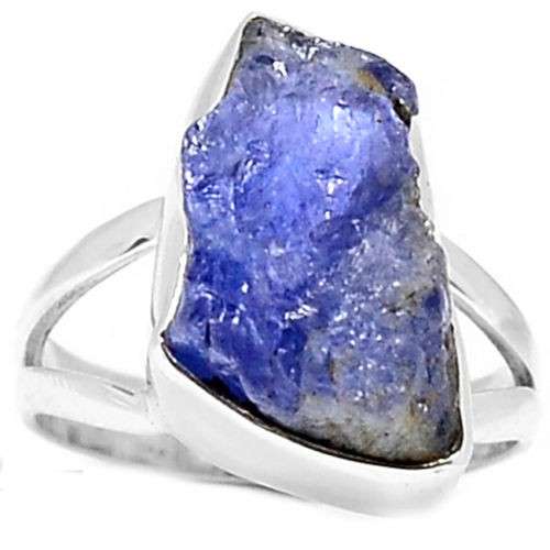 ***IN STOCK!!!*REAL STONES!!!*** NATURAL TANZANITE ROUGH 925 STERLING SILVER RING JEWELRY s.7.5