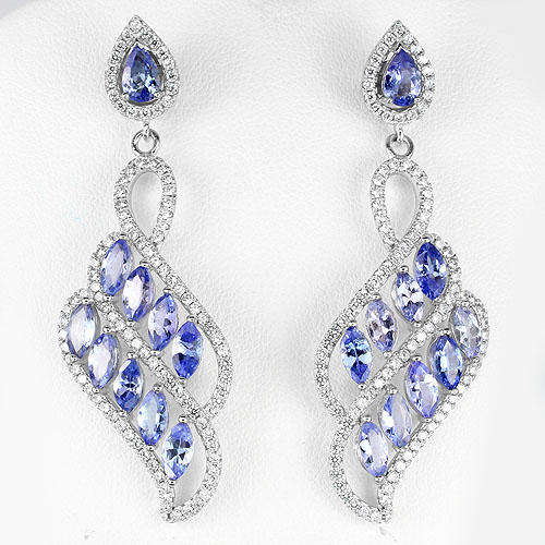 **IN STOCK!!***REAL STONES!!!*** NATURAL TOP RICH BLUE VIOLET TANZANITE 925 SILVER EARRINGS
